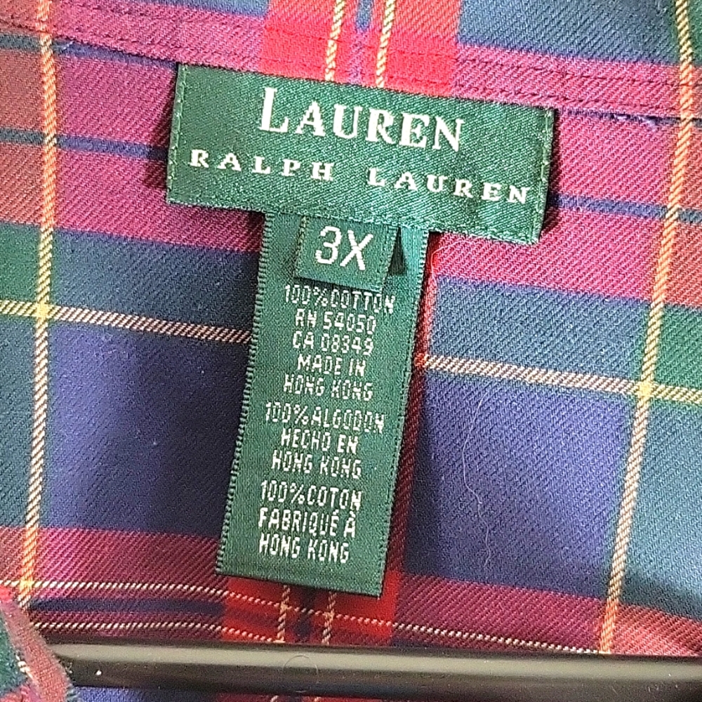 Lauren Ralf Lauren Ruffle Front Plaid Shirt Size 3X - Picture 2 of 8